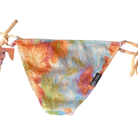 New Nicolita Multicolor Mesh Overlay Tie-Sides String Bikini Bottom – Size M - Picture 7 of 7